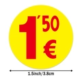 Rotolo di etichette adesive tonde gialle da 3,8 cm con prezzo di 1,50 Euro in rosso - S120 (1.50 €)