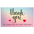 Pink and blue gradient business thank you card with heart icons and cursive text - Multi-Color Gradient (K38) / 50 Sheets