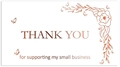 White and rose gold thank you supporting my small business card with floral design - K41 Style (Pack of 50)