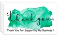 Drei gestapelte weiße Karten mit grünem Aquarell und Thank You Geschäftsbotschaft - Grüne Aquarell Dankeskarte (K74) / 50 Blätter