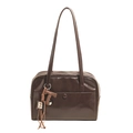 Borsa tote vintage marrone in ecopelle con spalline lunghe e ciondolo a forma di T - Con Ciondolo / Marrone
