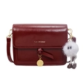 Borsa a tracolla rosso scuro lucido con dettaglio nodo e ciondolo mostro di peluche - Senza Ciondolo / Rosso