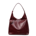 Minimalist burgundy large-capacity tote bag with glossy finish and matching pouch - Red