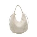 Bolso tote de piel sintética blanca con forma de media luna y asa de cuero - Blanco Roto