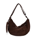 Minimalist dark brown suede hobo bag with matching small zippered pouch accessory - Coffee