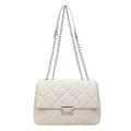 Borsa a tracolla trapuntata bianco crema con catena argento e chiusura in metallo - Bianco Sporco