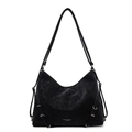 Grand sac cabas noir vintage avec texture vieillie et bretelles à anneaux - Noir