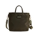 Bolso tote de nailon verde oliva con correa ancha ajustable y herrajes dorados para mujer - Verde