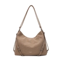 Sac cabas kaki grande capacité en cuir synthétique brossé avec doubles bandoulières - Khaki