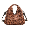 Vintage Handtasche mit Leopardenmuster aus Wildlederimitat in einzigartiger Dreiecksform - Leopardenbraun