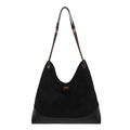 Quilted black tote bag with gold chain strap and turn-lock on white background - Black