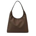 Braune Hobo-Tragetasche aus Stoff mit schwarzem Riemen und goldenem Reißverschluss - Braun