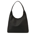 Detailansicht der schwarzen matten Nylon-Schultertasche mit elegantem Goldreißverschluss - Schwarz