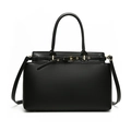 Borsa a mano nera in ecopelle con fibbia dorata e tracolla rimovibile versatile - Nero Borsa singola / Nero