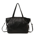 Borsa tote in pelle martellata nera con borchie a stella e tracolla rimovibile - Nero
