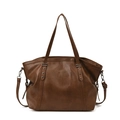 Borsa tote in ecopelle marrone scuro con rivetti a stella argento e tracolla regolabile - Marrone