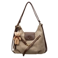 Sac hobo marron givré avec porte-clés ours en peluche et détails dorés élégants - Avec Pendentif / Khaki