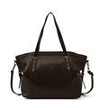 Borsa tote vintage in pelle PU marrone scuro con borchie a stella e cinturini - Marrone