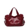 Deep red vintage tote bag with large capacity and unique curved zipper detail - Burgundy