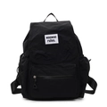 Zaino casual nero minimalista con tasca frontale e patch logo per l'uso quotidiano - Nero