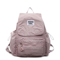 Zaino minimalista grigio-rosa in nylon stropicciato con tasche laterali con coulisse bianca - Viola
