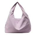 Lilac minimalist large capacity tote bag in lightweight nylon with wide shoulder straps - Purple