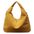 Minimalist mustard yellow oversized crescent tote bag with functional zippers - Yellow
