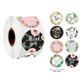 Rotolo di adesivi Thank You floreali in 8 design da 2,5 cm per sigillare buste - Stile Assortito di 8 Motivi Floreali (CU09)