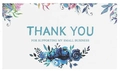 Tarjeta de agradecimiento floral azul por apoyar pequeñas empresas locales - 50 hojas/paquete / Flores de Acuarela Azul Púrpura (Estilo 4)
