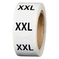 Adhesive roll of white round XXL size labels with black text for clothing organization - XXL Size (P106) / 500 Stickers/Roll
