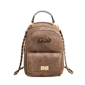 Mini mochila vintage marrón con diseño de orejas de gato y detalles metálicos dorados - Caqui