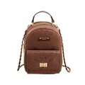 Dunkelbrauner Katzen-Rucksack aus mattem Leder mit Katzenohren und Gold-Verschluss - Kaffeebraun