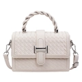 Borsa a tracolla intrecciata bianco crema con manico ritorto e fibbia magnetica argento - Bianco Sporco