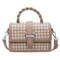 Sac bandoulière tressé beige et blanc pour femme avec poignée torsadée élégante - Kaki Blanc