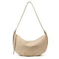 Minimalist apricot half-moon shoulder bag in soft PU leather with adjustable strap - Off White