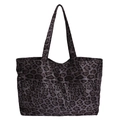 Borsa tote alla moda con stampa leopardata, grande capacità e doppi manici robusti - Grigio