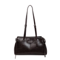 Borsa sottobraccio retrò marrone scuro in ecopelle con fibbie metalliche regolabili - caffè