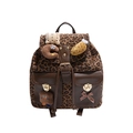 Stylish leopard print mini backpack with golden twist locks and cute plush charms - Leopard Print