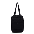 Quilted black large tote bag with padded shoulder straps for laptop storage - Black