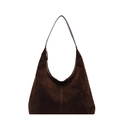 Dunkelbraune matte Hobo-Schultertasche aus Wildleder im eleganten Vintage-Design - Kaffeebraun