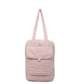 Pink quilted nylon laptop tote bag for women with large capacity and shoulder straps - Pink