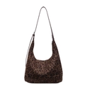 Elegante borsa hobo grande con stampa leopardata e tracolla regolabile da donna in marrone - Grande stampa leopardata marrone