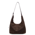 Borsa a tracolla leopardata a forma di mezzaluna con sottile cinturino marrone - Caffè Piccola Stampa Leopardata