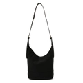 Borsa a secchiello hobo minimalista in pelle scamosciata nera con tracolla in pelle - Nero