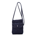 Mini dunkelblaue Denim Umhängetasche für Handys mit silberner Schnalle und Ziernähten - Dunkelblau
