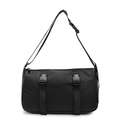 Borsa a tracolla nera versatile in nylon impermeabile con fibbie e tracolla regolabile - Grande / Nero