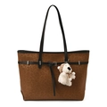 Vintage leopard print tote bag with black straps and a cute plush bear pendant accessory - With Pendant / Brown
