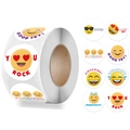Roll of cartoon animal reward stickers with positive English phrases for kids and students - 8 Patterns Mixed / 500 Pcs/Roll / Colorful