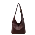 Dunkelbraune geflochtene Hobo-Tasche mit verstellbarem Schultergurt und Lederstruktur - Braun