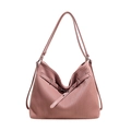 Borsa a tracolla rosa antico con trama a pieghe verticali e fibbia in metallo chic - Rosa